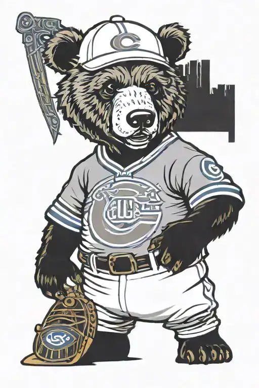 Chicago bear wearing cubs jersey  tattoo design idea