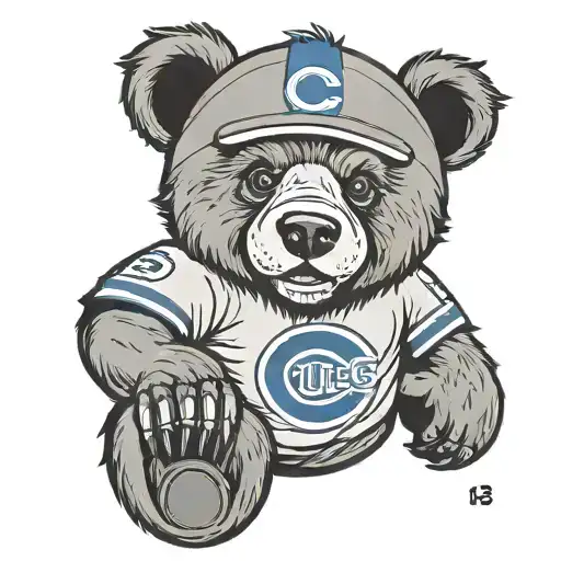 Chicago bear wearing cubs jersey  tattoo design idea