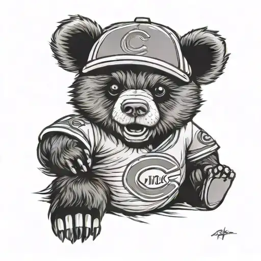 Chicago bear wearing cubs jersey  tattoo design idea