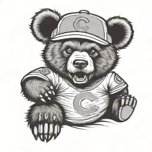 Chicago bear wearing cubs jersey  tattoo design idea
