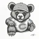 Chicago bear wearing cubs jersey  tattoo design idea