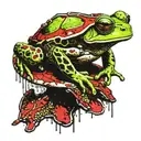 tree frog sitting on a sea turtle tattoo design idea