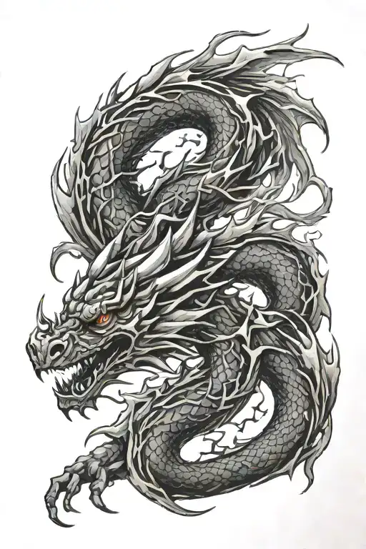 dragon and lightning tattoo design idea