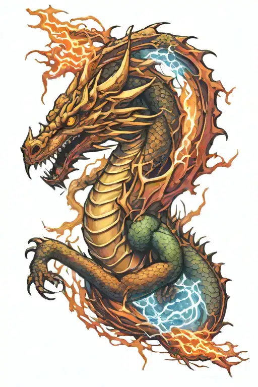 dragon and lightning storm tattoo design idea