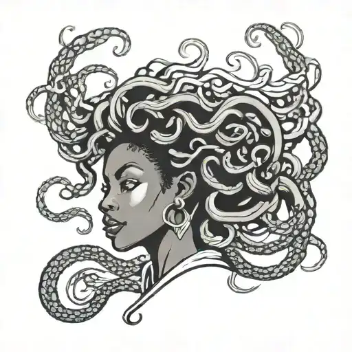 Medusa African American woman tattoo design idea