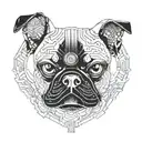 Pug oxygen mask on face tattoo design idea