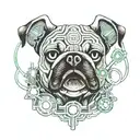 Pug oxygen mask on face tattoo design idea