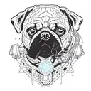 Pug oxygen mask on face tattoo design idea