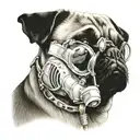 Pug wearing oxygen mask tattoo design idea