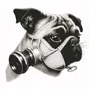 Pug wearing oxygen mask tattoo design idea