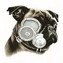 Pug wearing oxygen mask tattoo design idea