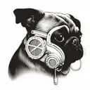 Pug wearing oxygen mask tattoo design idea