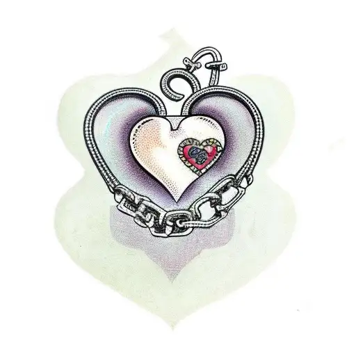 human heart with chains on it tattoo design idea