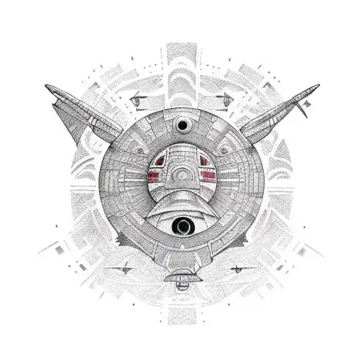 hieroglyph spaceship arrival Human Rocinante tattoo design idea