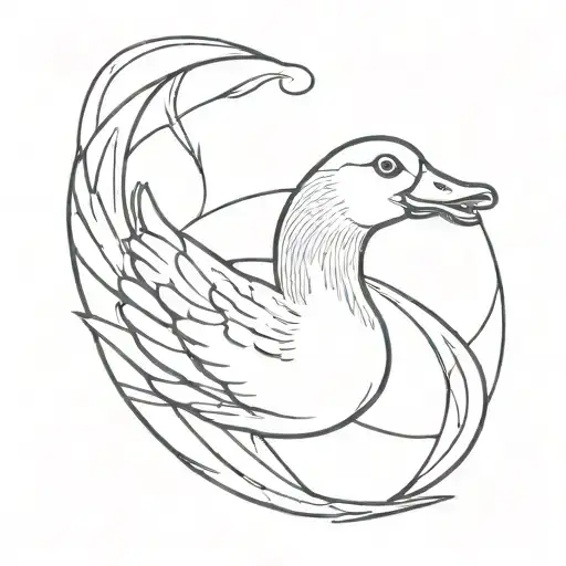 Goose holding weapon in mouth tattoo design idea