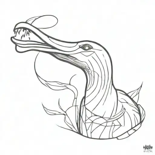 goose holding different melee weapons in mouth tattoo design idea