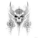 espada e rosa tattoo design idea