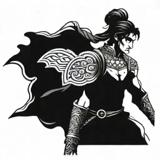 Create a tattoo featuring Elika from Prince of Persia 2008 in a blackwork style tattoo design idea