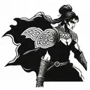 Create a tattoo featuring Elika from Prince of Persia 2008 in a blackwork style tattoo design idea