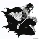 Create a tattoo featuring Elika from Prince of Persia 2008 in a blackwork style tattoo design idea