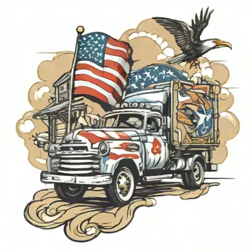 trucks and america  tattoo design idea
