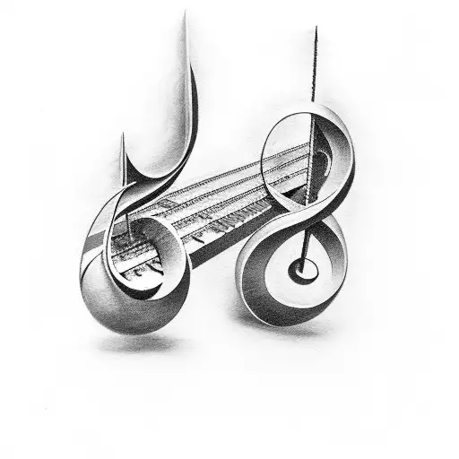 musical notes with shading and negative effects tattoo design idea