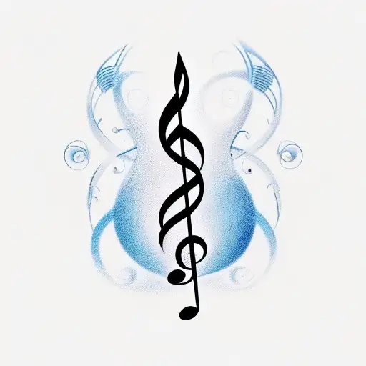 musical notes with shading and negative effects tattoo design idea
