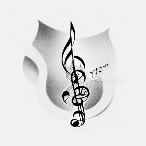 musical notes with shading and negative effects tattoo design idea