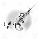 musical notes with shading and negative effects tattoo design idea