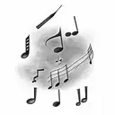 musical notes with shading and negative effects tattoo design idea