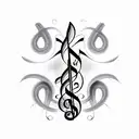 musical notes with shading and negative effects tattoo design idea