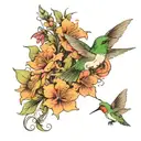 humming bird and flowers  tattoo design idea