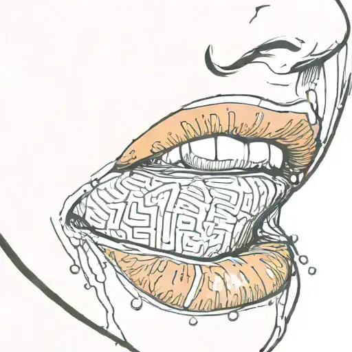 Beautiful Woman's face but half of is the inside of an orange split right down the middle.  tattoo design idea