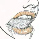 Beautiful Woman's face but half of is the inside of an orange split right down the middle.  tattoo design idea