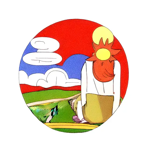 Sun, moon, road, ginger girl tattoo design idea