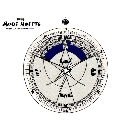 wolf mountains moon compass arrow tattoo design idea