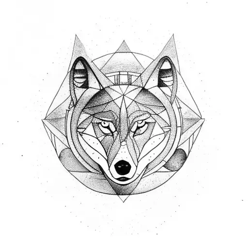 wolf mountains moon compass arrow tattoo design idea