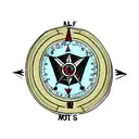 wolf mountains moon compass arrow tattoo design idea