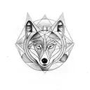 wolf mountains moon compass arrow tattoo design idea