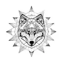 wolf mountains moon compass arrow tattoo design idea