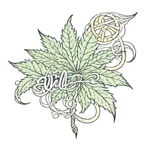 wiz khalifa weed leaf intertwined tattoo design idea