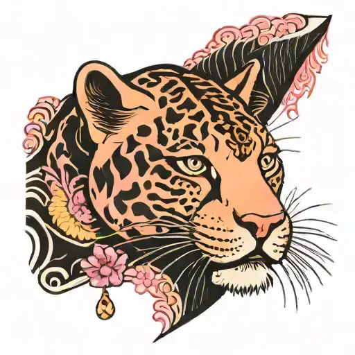 pink panter inide black panter face split tattoo design idea