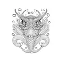 A reptile-inspired blackwork pattern incorporated into a musical note tattoo design idea