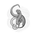 A reptile-inspired blackwork pattern incorporated into a musical note tattoo design idea