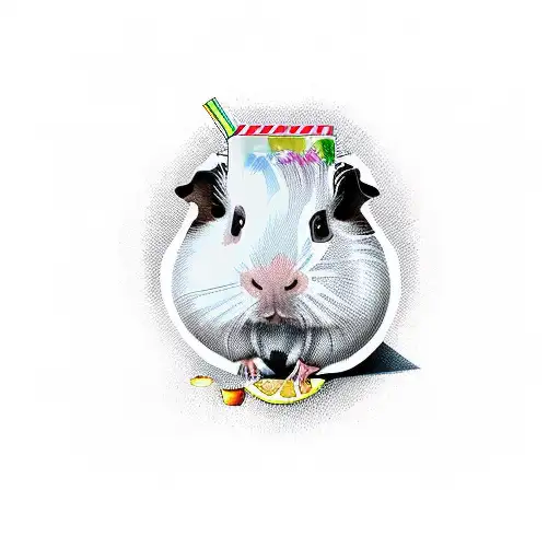 royal guinea pig in a suit holding a juice box forearm tattoo tattoo design idea