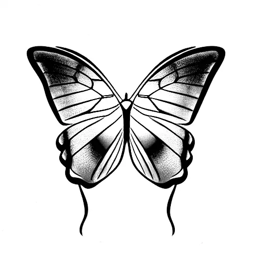 blue morpho butterfly with initial N tattoo design idea