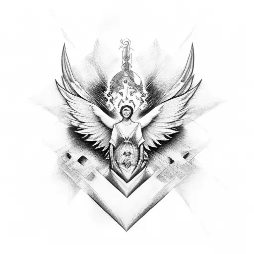 angel and demon gemini tattoo design idea