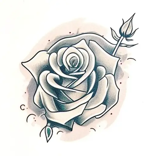 Rose with Califas in old english type tattoo design idea
