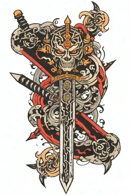 demon slayer sword surrounded tattoo design idea