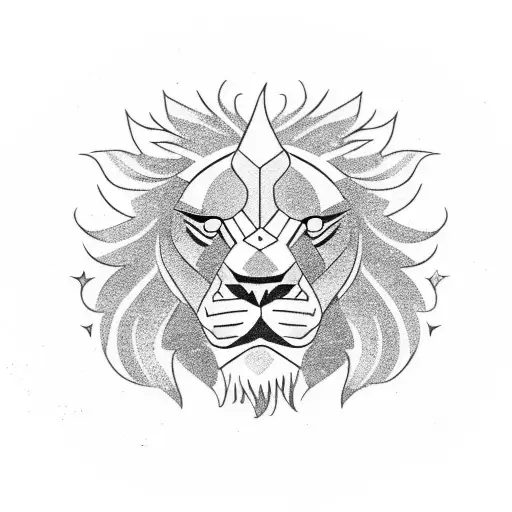 A fierce lion and bear facing off in a MMA ring tattoo design idea